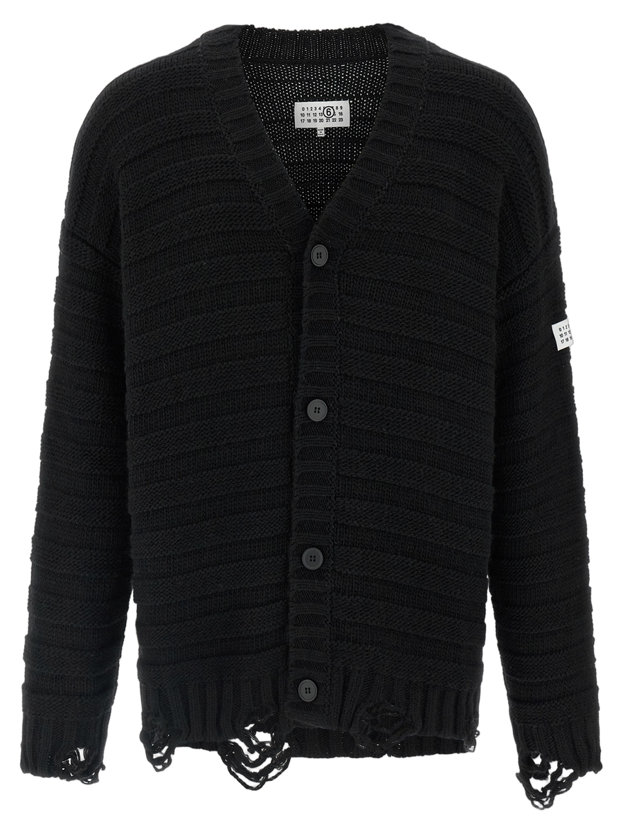 MM6 Maison Margiela 50% virgin wool cardigan in black