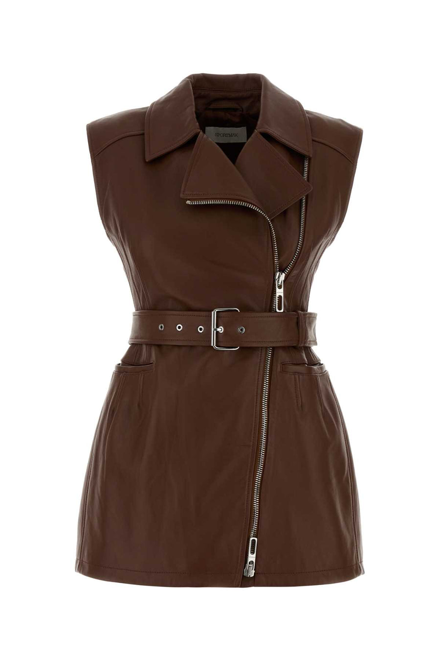 Chocolate Leather Favella Vest Brandy Giacche In Pelle