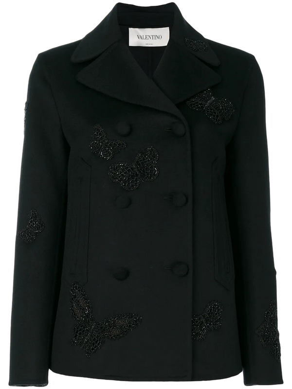 Valentino Wool blend and silk blazer in black