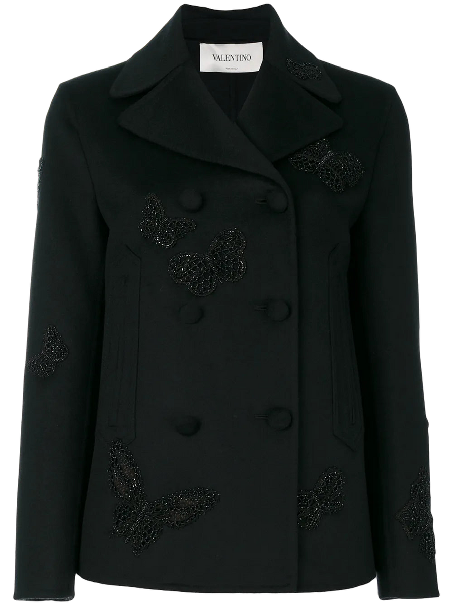 Valentino Wool blend and silk blazer in black
