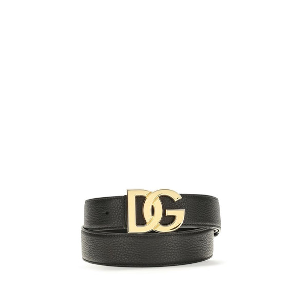 Dolce & Gabbana 100% Calf Leather Bos Taurus belt in black
