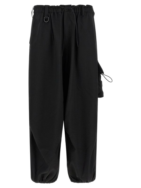 Y-3 100% polyester cargo pants in black