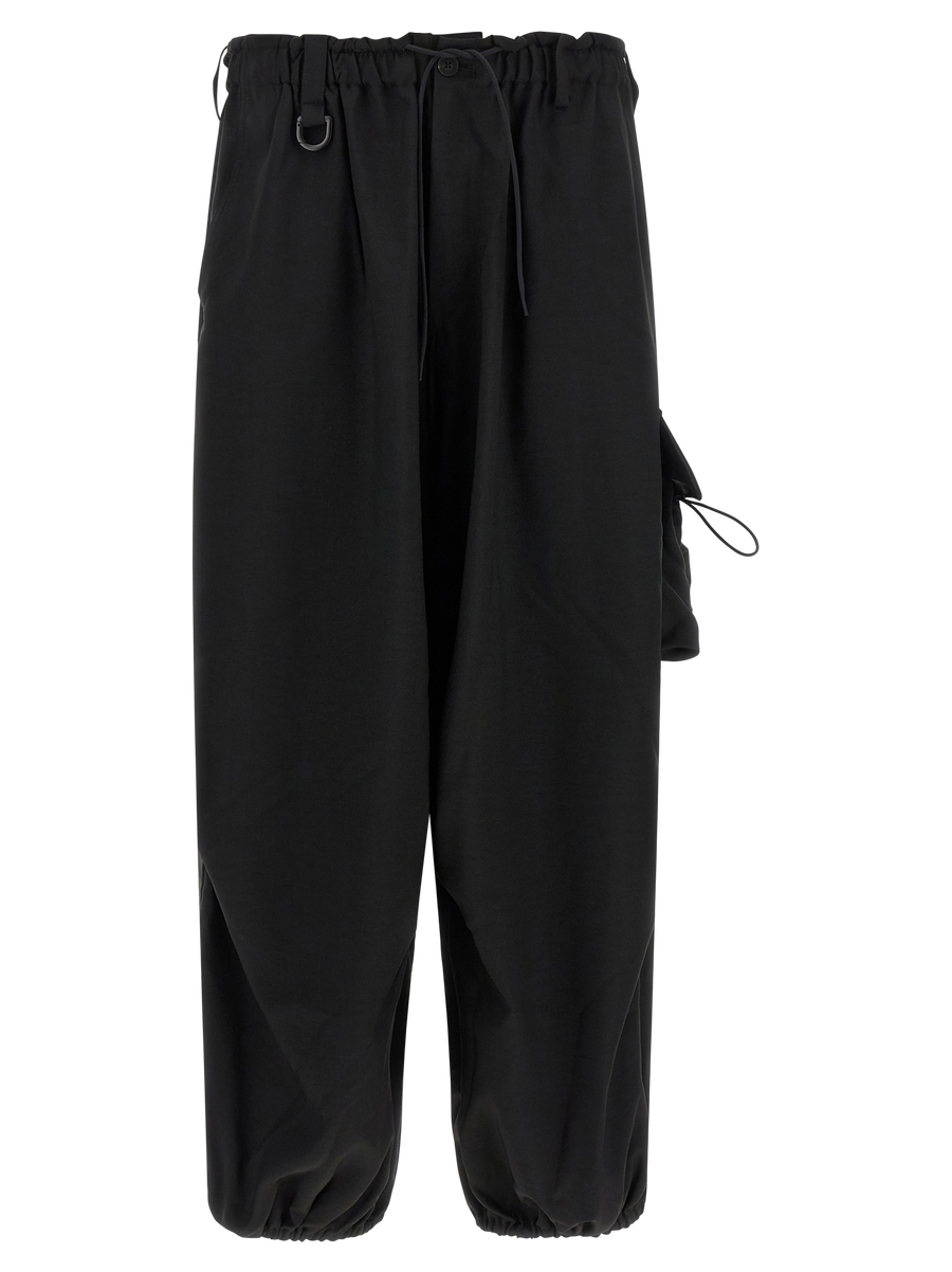 Y-3 100% polyester cargo pants in black