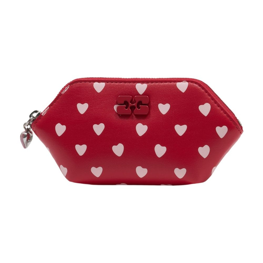 Ganni Lambskin coin purse in red