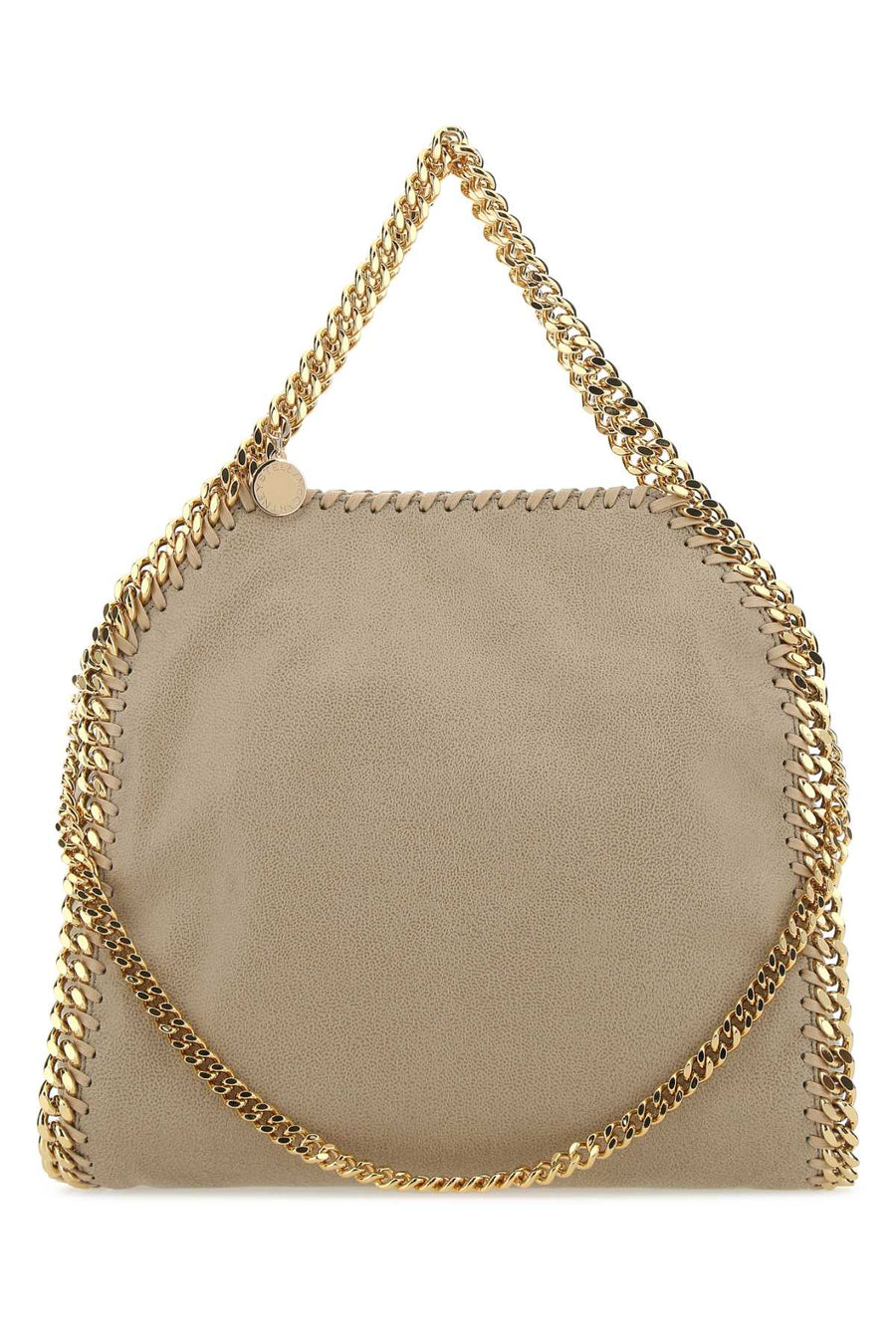 Stella McCartney Exterior: 100% Polyester; Lining: 100% Fabric; Finishing: Golden metal shoulder bag in beige