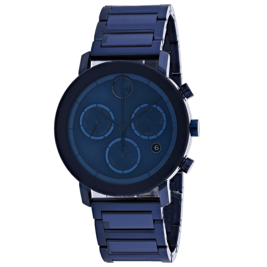 Movado Stainless steel case and bracelet watch in blue