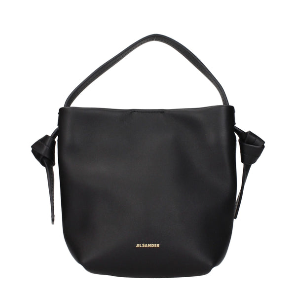 Jil Sander leather shoulder bag in black