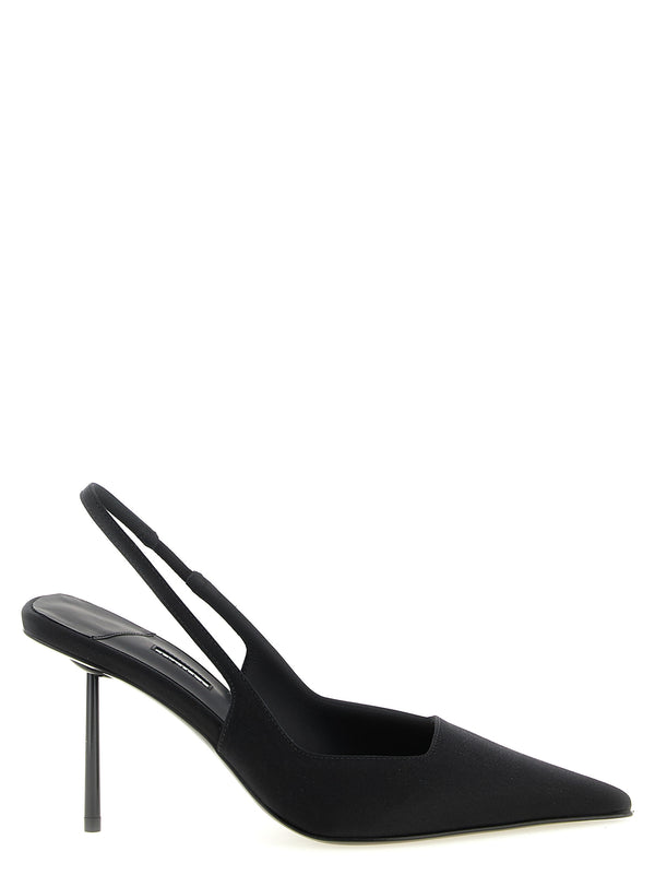 Le Silla Satin upper slingback heel in black