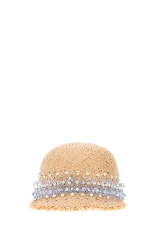 Prada CAPPELLI 100% Raffia baseball cap in beige