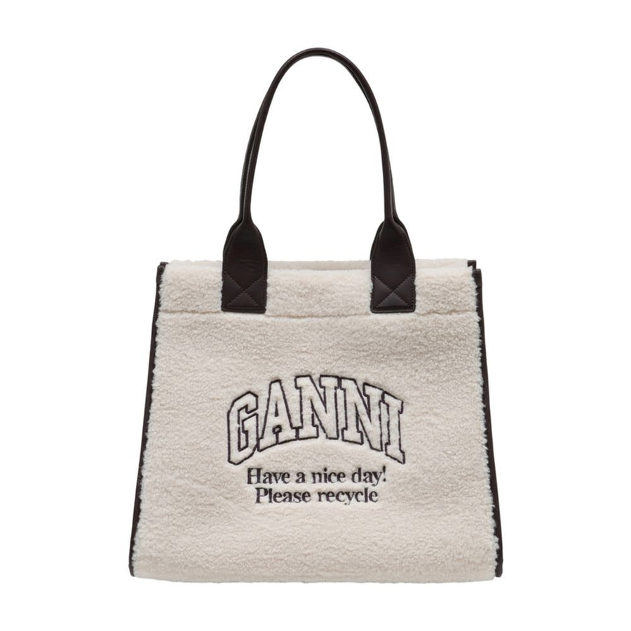 Ganni synthetic tote bag in white