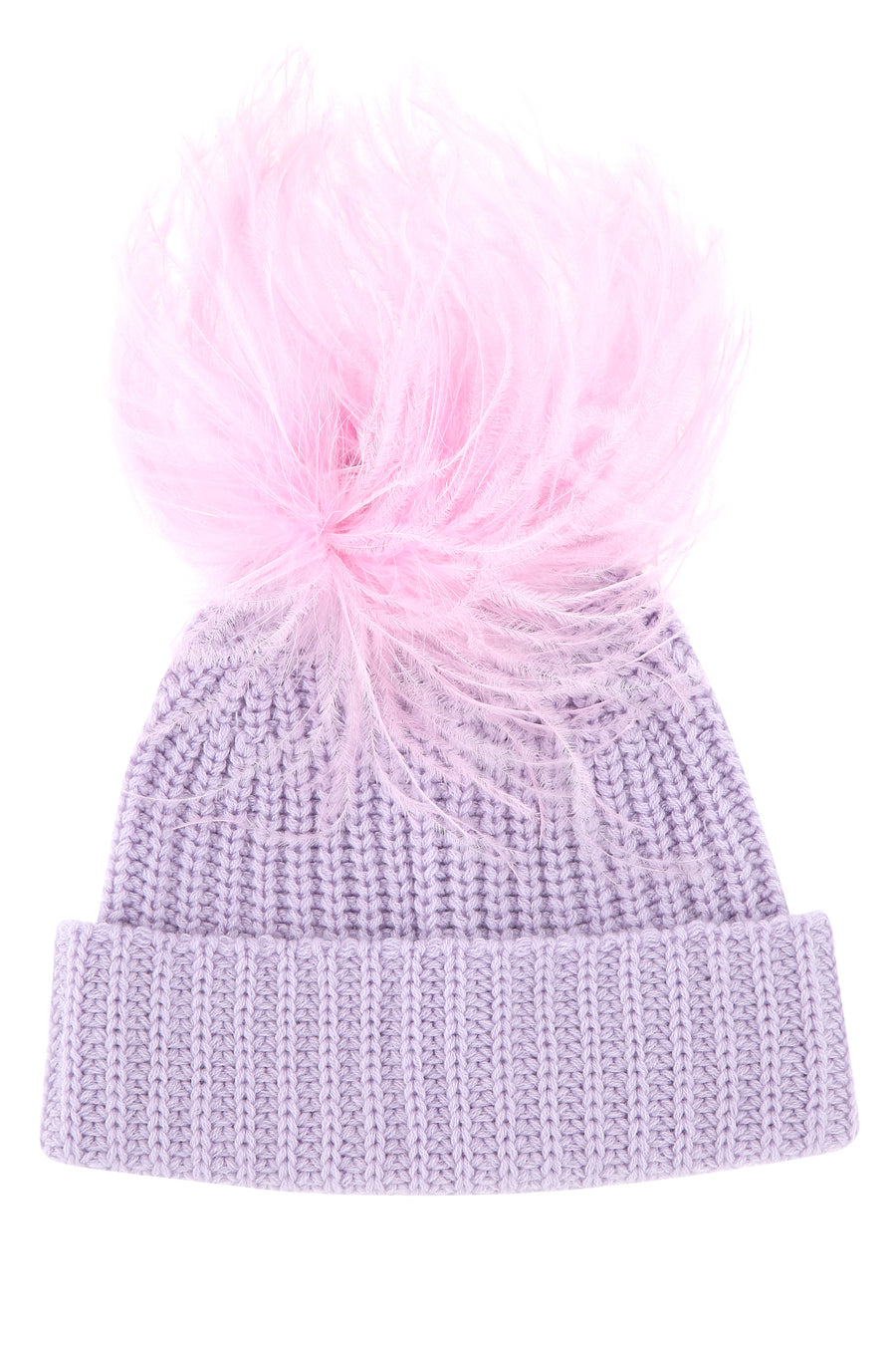 Art Essay ACLH100 Acrylic knit with faux-fur pom-pom beanie in purple