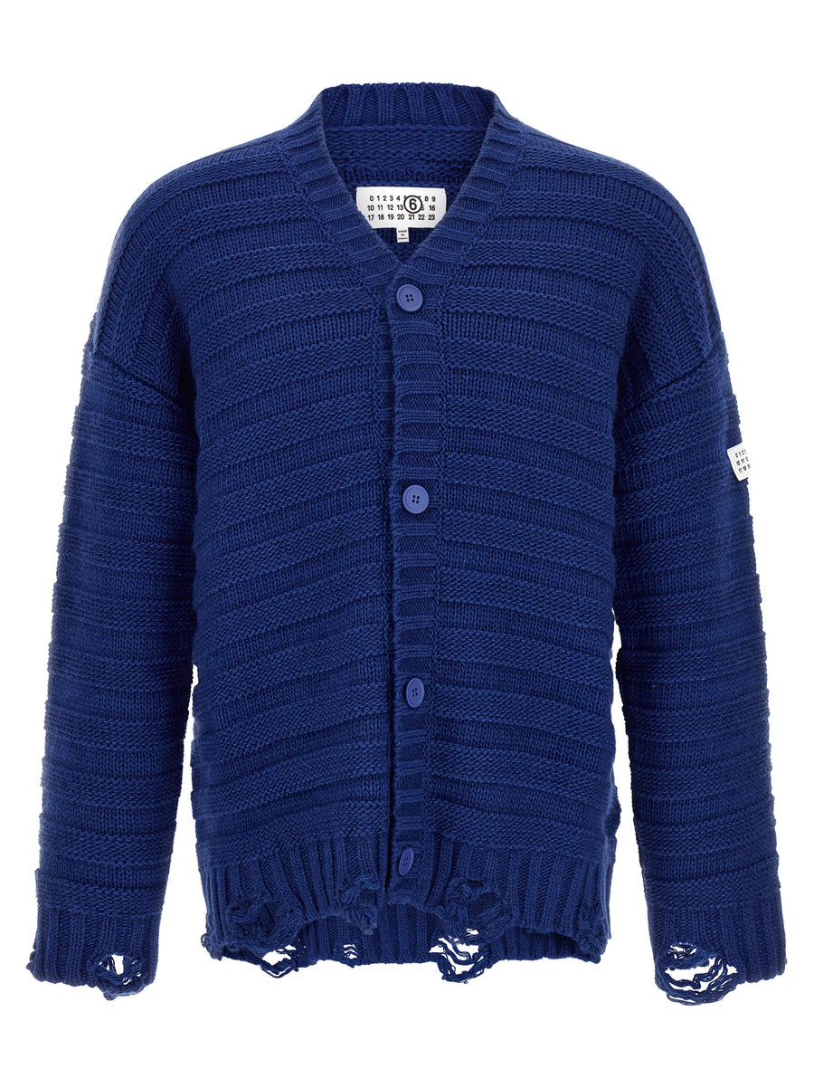MM6 Maison Margiela 50% Virgin Wool cardigan in blue