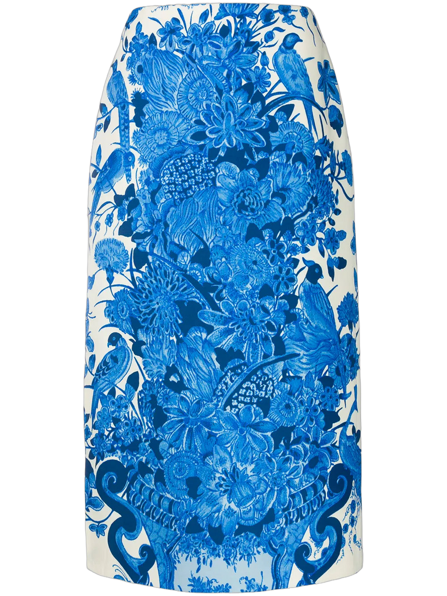 Valentino Virgin wool-silk blend skirt in blue