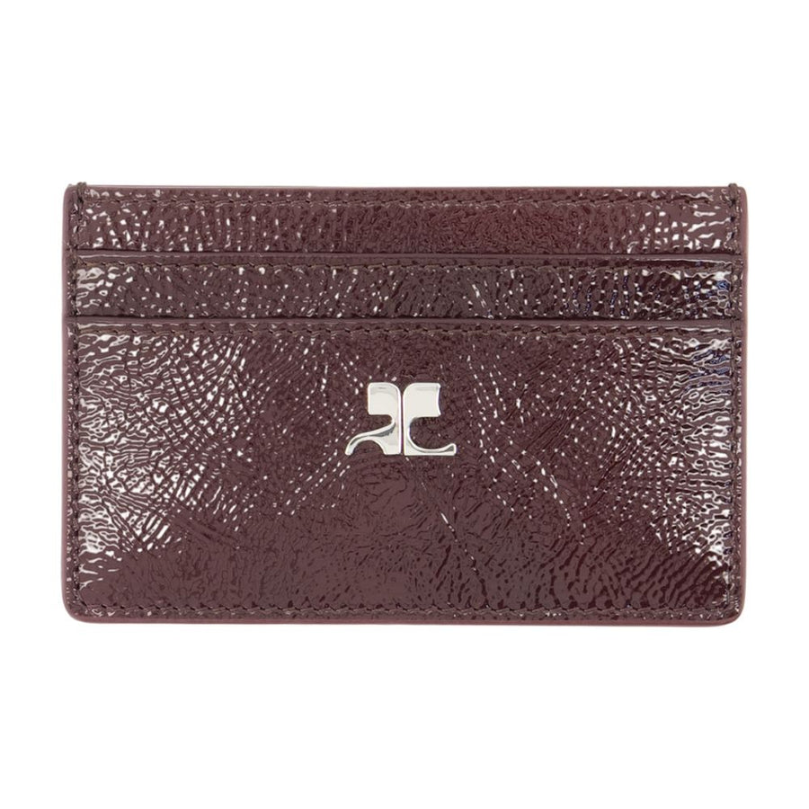 Courreges cowhide card case in burgundy