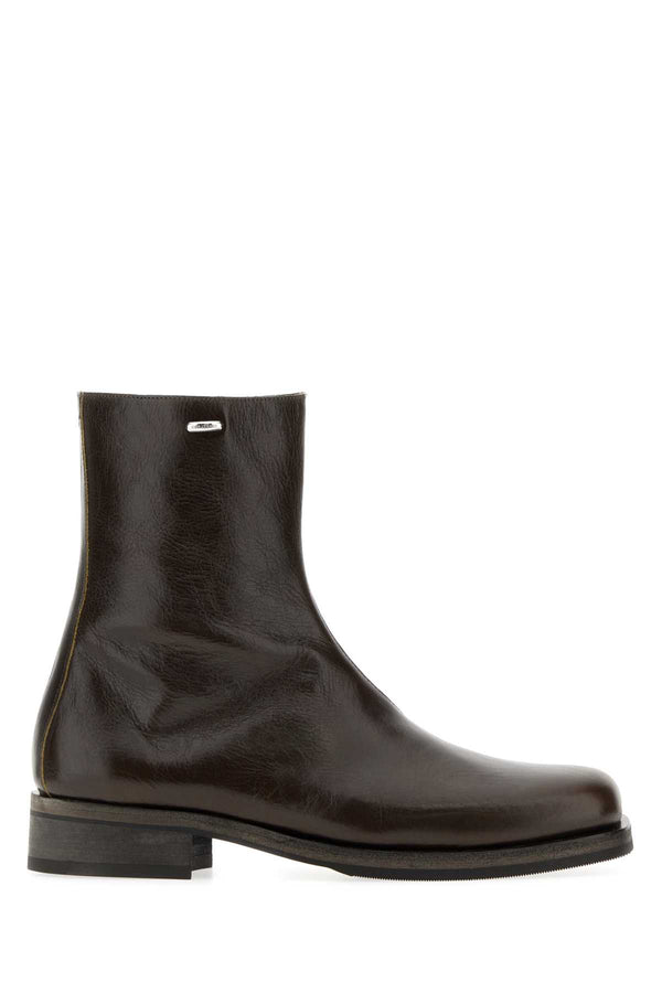 Chocolate Leather Camion Ankle Boots Deep Olive Stivali