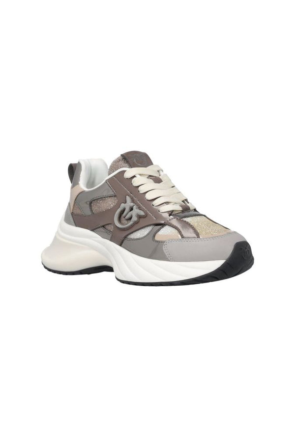 Pinko Genuine Leather / Textile / Rubber sneaker in tabacco
