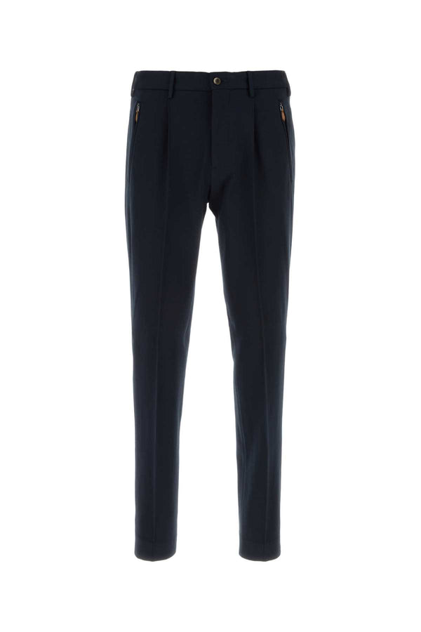 Midnight Blue Stretch Viscose Blend Pant Pantaloni