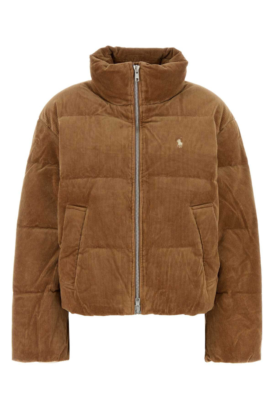 Caramel Stretch Velvet Down Jacket Tan Cappotti
