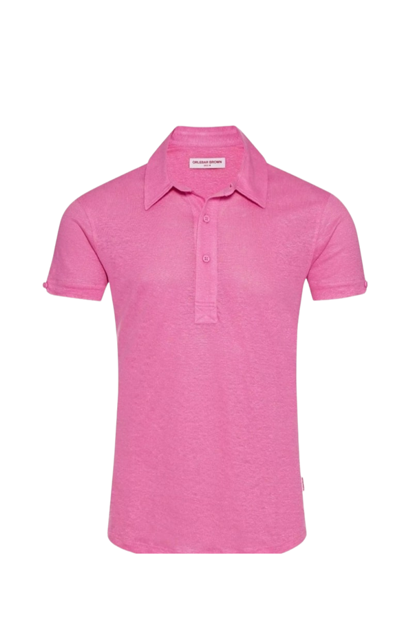 Orlebar Brown 100% Linen polo in pink
