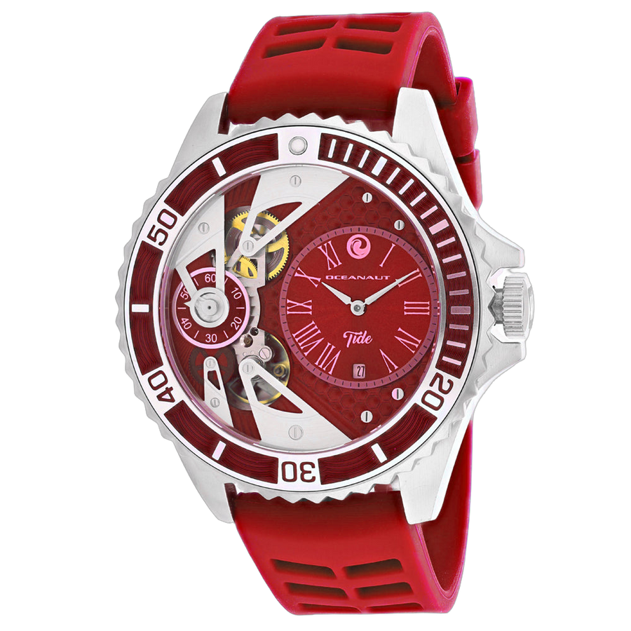 Oceanaut Stainless steel case watch in red