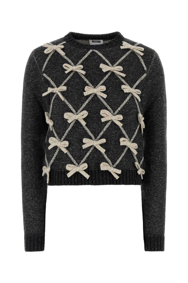 Charcoal Wool Blend Sweater Fantasia Grigio Exterior: Viscose Nylon Maglie
