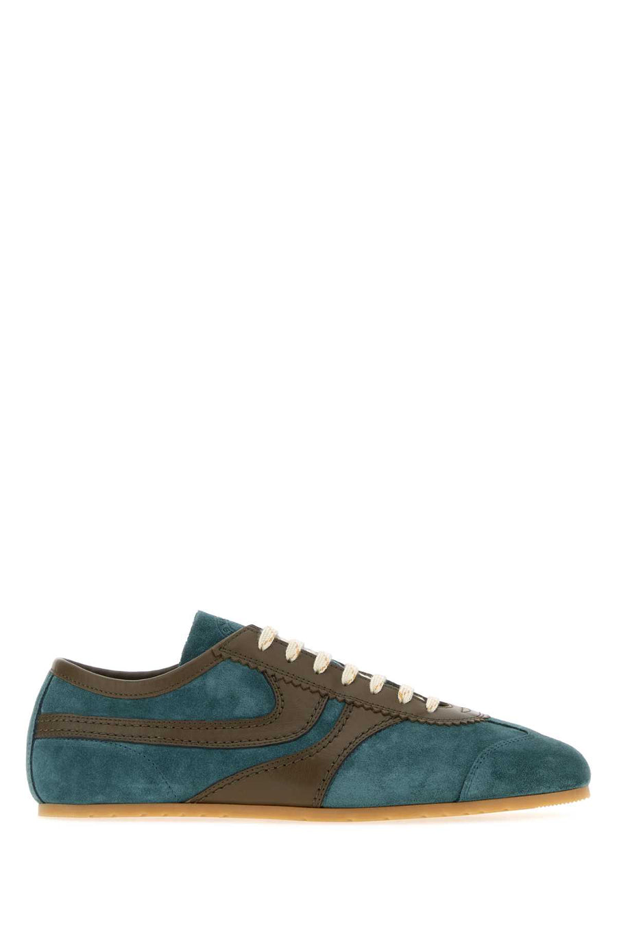 Two-Tone Suede And Leather Sneakers Turquoise