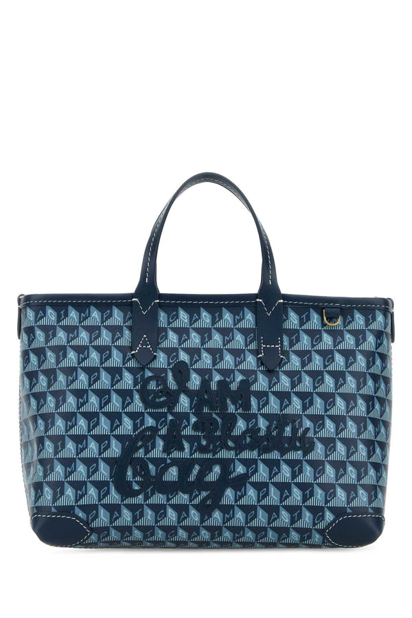 Anya Hindmarch Exterior: 100% Fabric; Lining: 100% Fabric; Finishing: Golden metal tote bag in navy