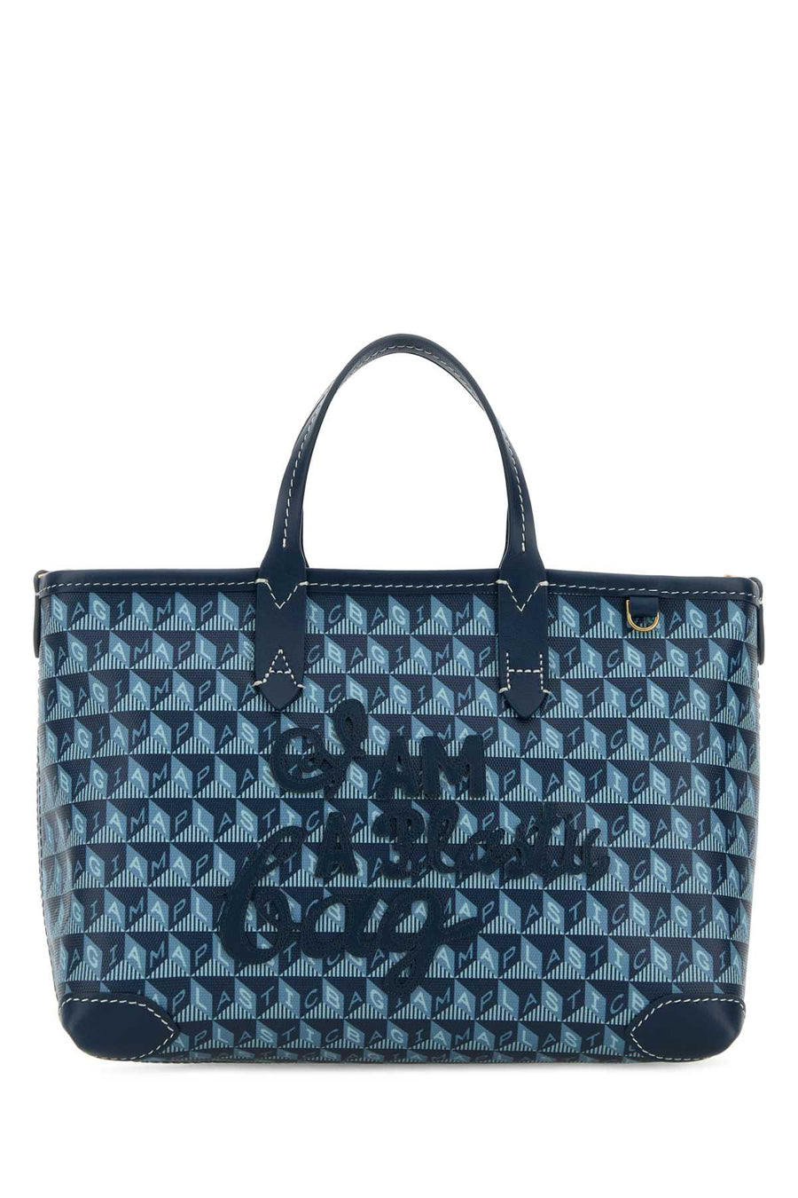 Anya Hindmarch Exterior: 100% Fabric; Lining: 100% Fabric; Finishing: Golden metal tote bag in navy