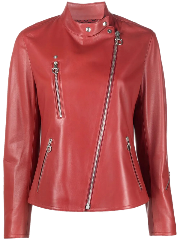 Ferragamo Nappa leather with silk lining jacket in red