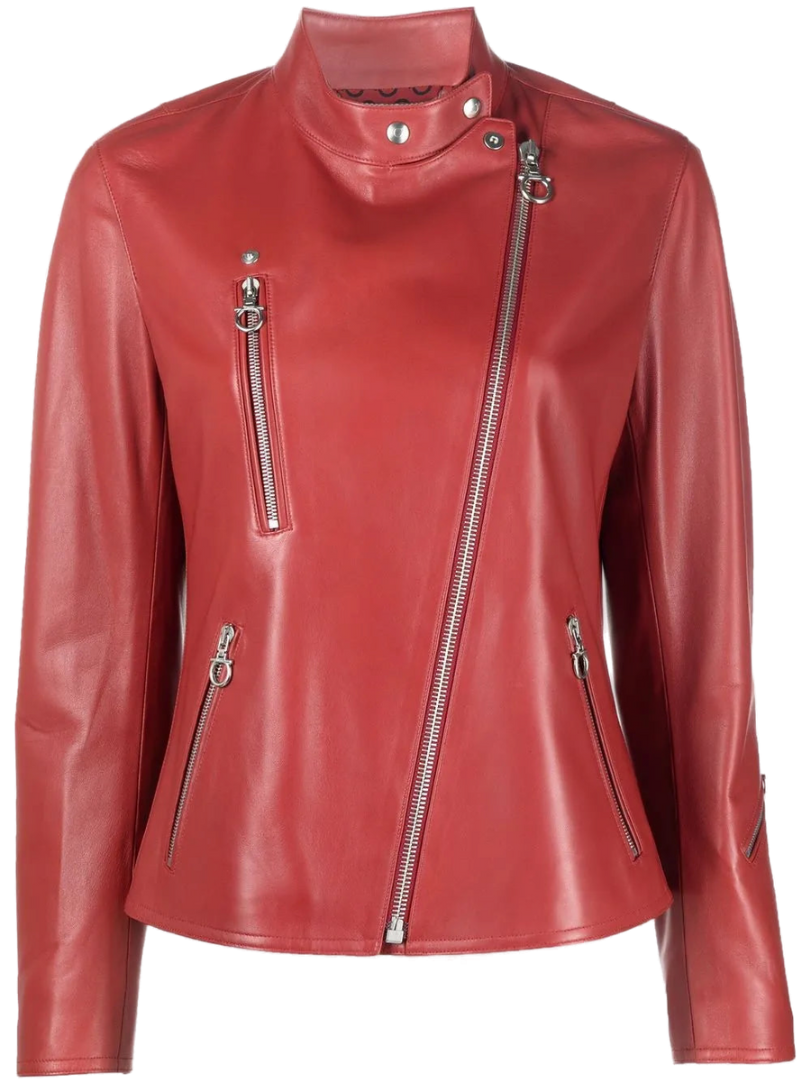 Ferragamo Nappa leather with silk lining jacket in red