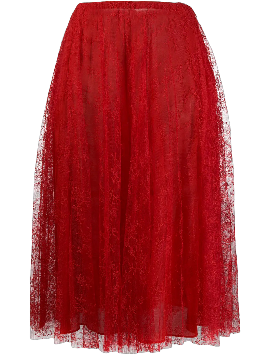 Valentino Silk and cotton blend skirt in red