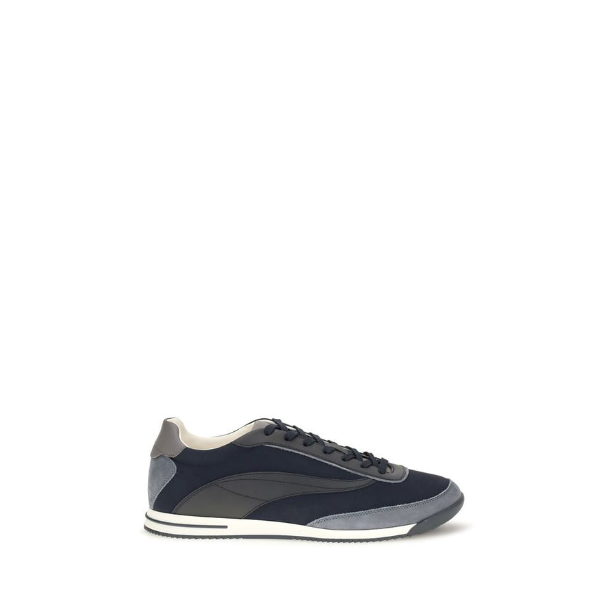 Blue Suede Leather Athletic Sneakers