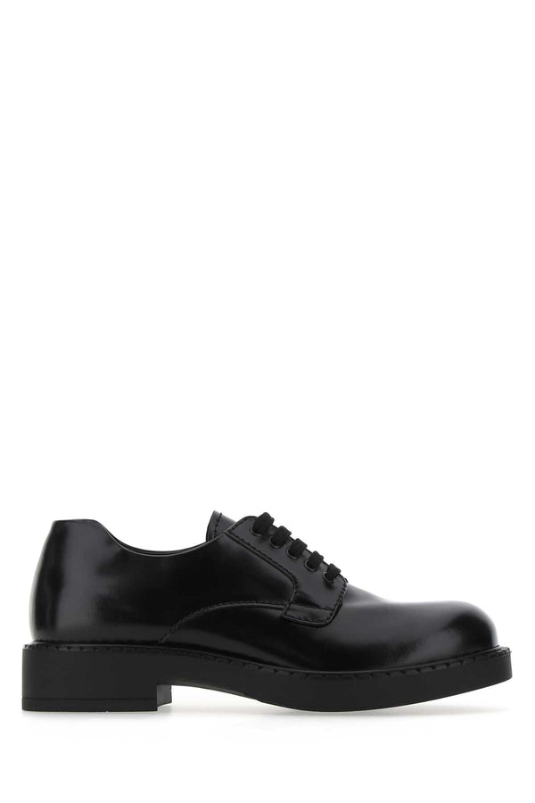 Black Leather Lace-Up Shoes F0002 Mocassini