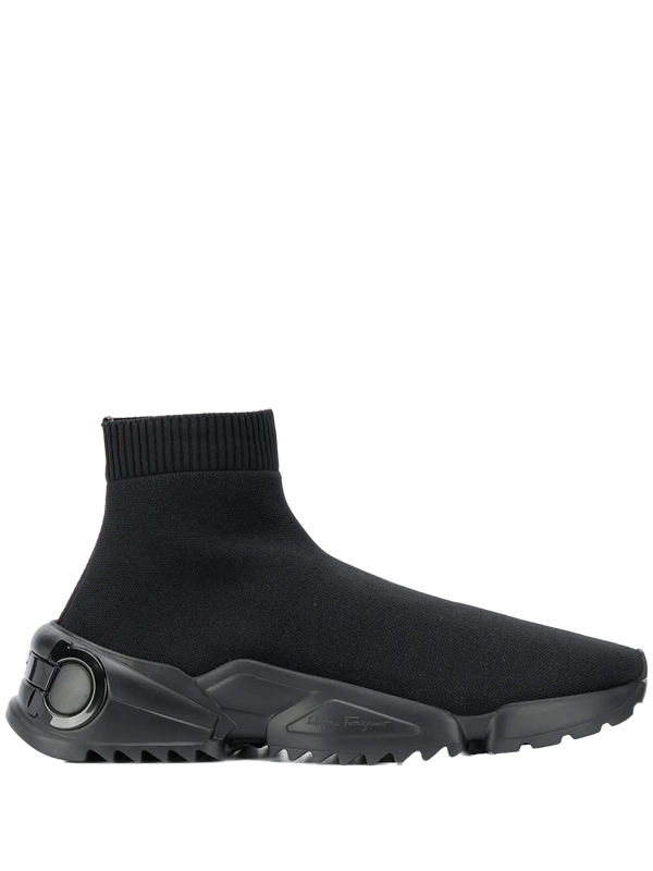 Ferragamo Stretch-knit fabric sneaker in black