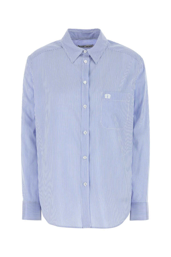 Embroidered Silk Blend Catalina Shirt Sky Exterior: Cotton Camicie