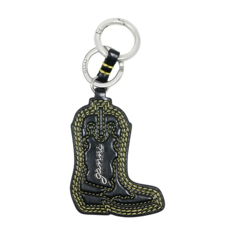 Ganni Calfskin key case in black