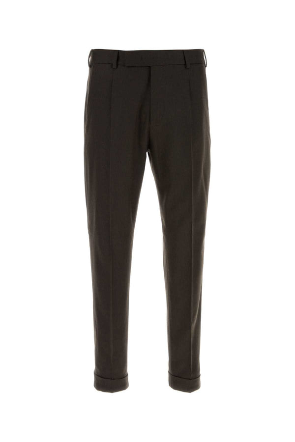 Dark Brown Stretch Wool Blend Pant Moro Pantaloni