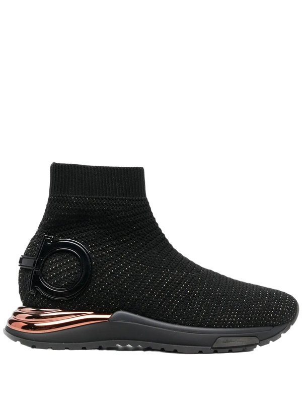 Ferragamo Knit upper sneaker in black