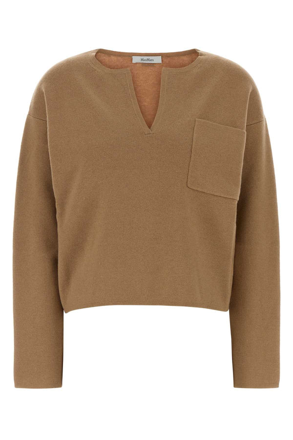 Max Mara 70% Wool 30% Cashmere sweater in camel