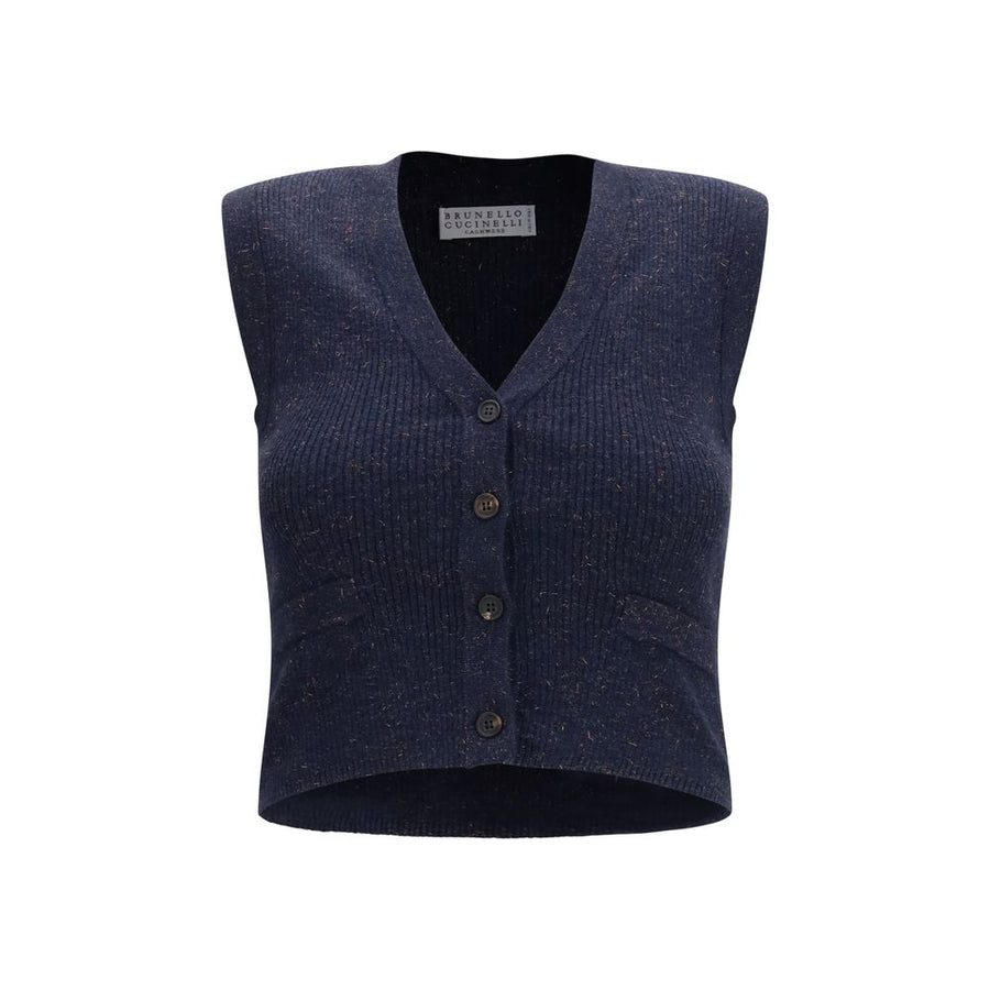 Blue Cashmere Sleeveles Sweater Clothing