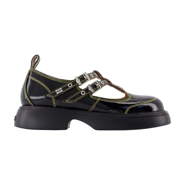 Ganni synthetic flat in black