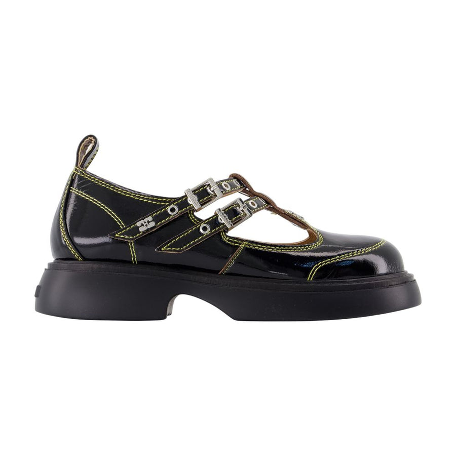 Ganni synthetic flat in black