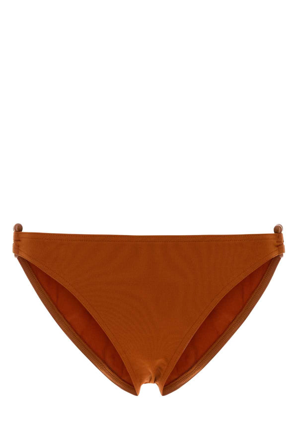 Orange Stretch Nylon Clutch Bikini Bottom Rouille Exterior: Elastane Costumi Da Bagno