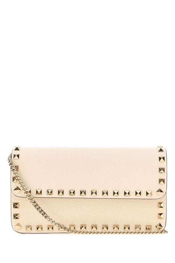 Ivory Leather Rockstud Clutch Lightivory Portafogli