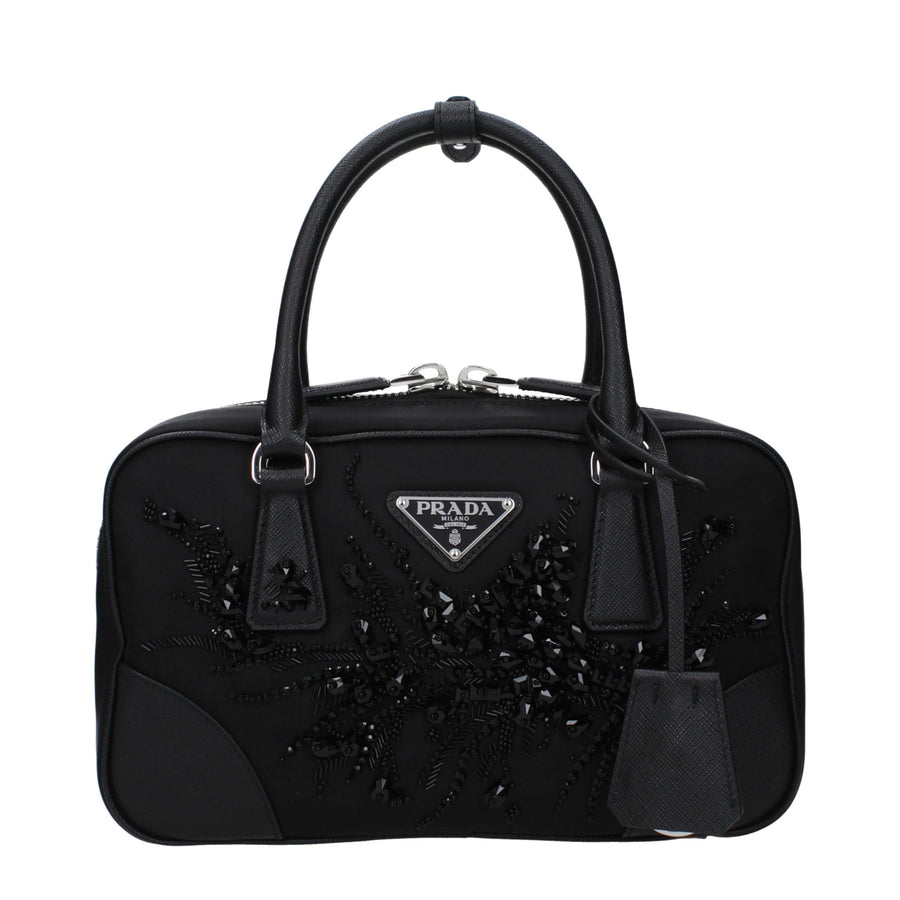 Prada Fabric top handle bag in black