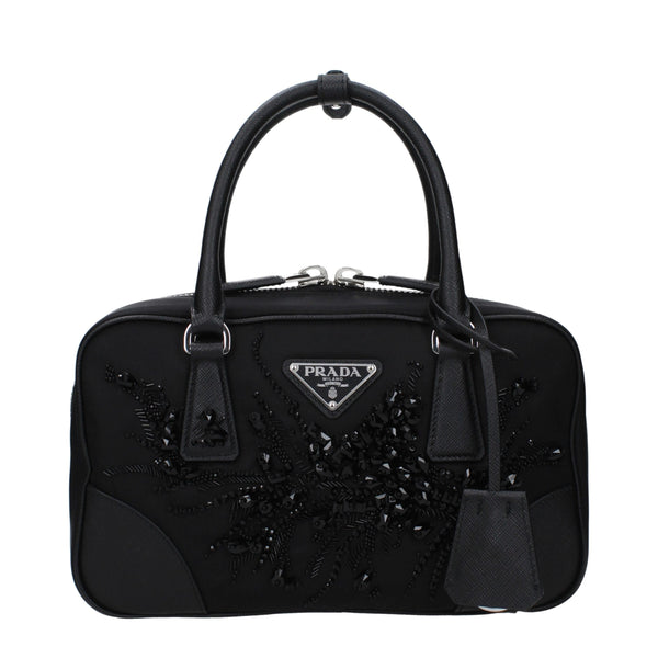 Prada Fabric top handle bag in black