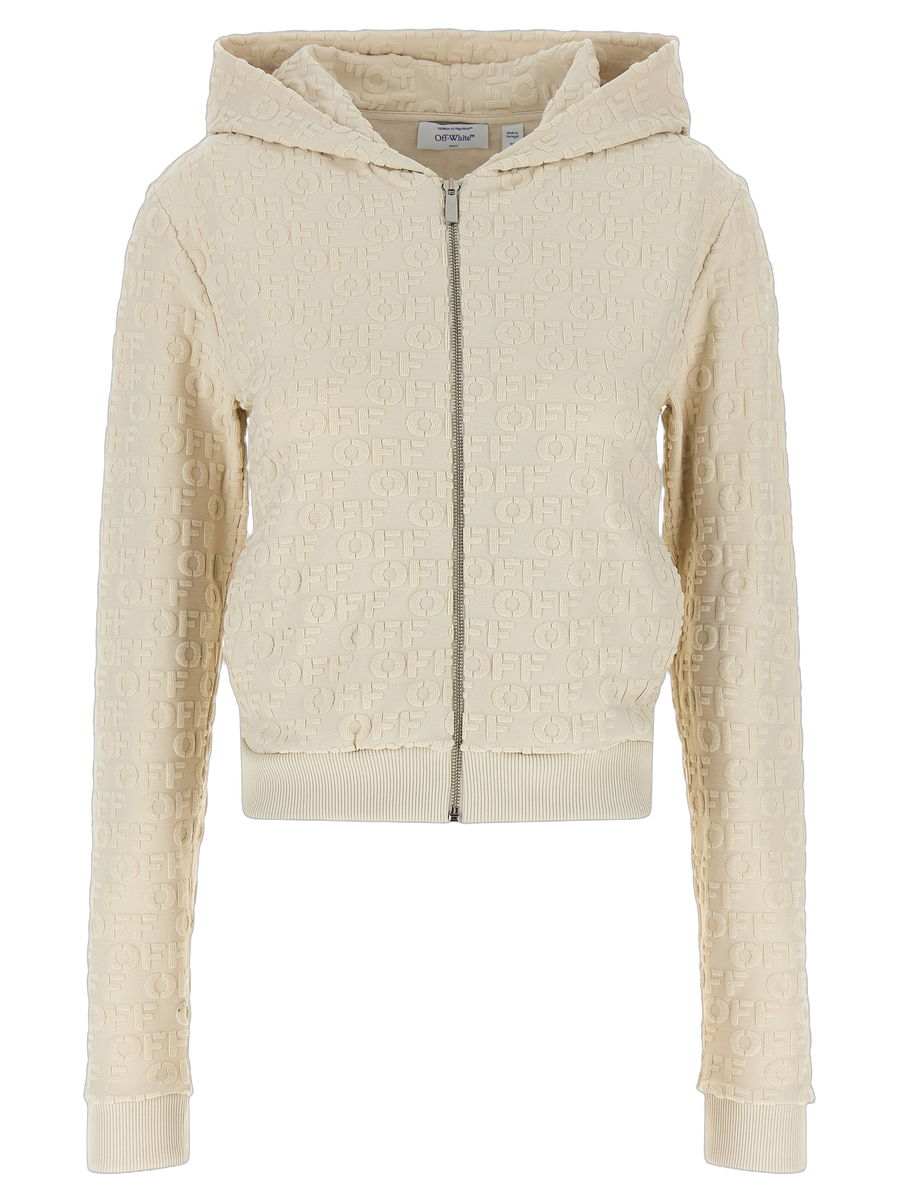 Off-White 100% cotton hoodie in beige