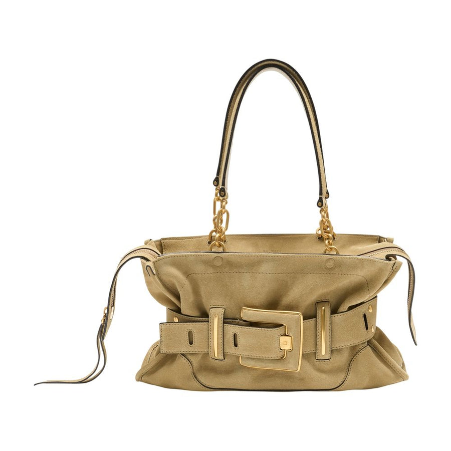 Balmain Calfskin shoulder bag in beige