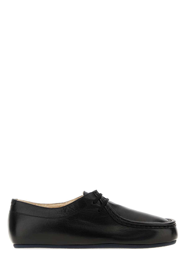 Black Leather Lace-Up Shoes 001 Mocassini