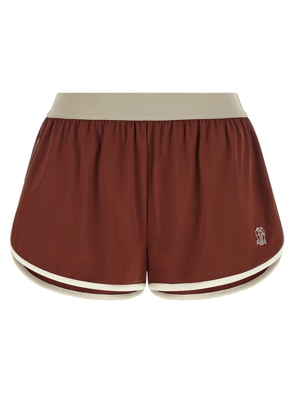Brunello Cucinelli 75% Polyamide bermuda shorts in burgundy